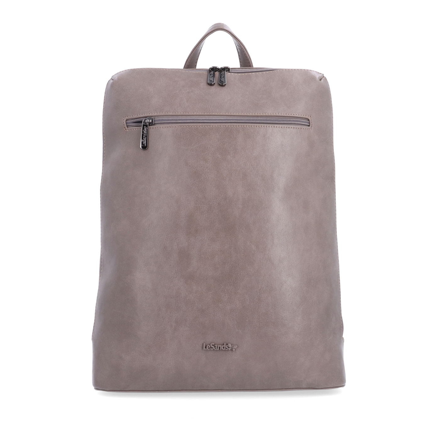 Batoh na notebook s mestským vzhľadom Le Sands materiál syntetická koža zapínanie na zips farba taupe veľkosť veľká 7735 T Spredu