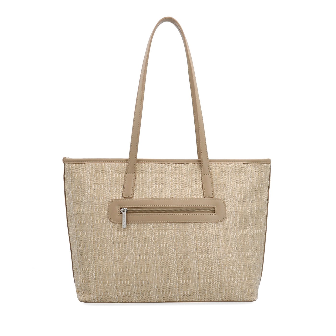 Ľahká shopper kabelka v slamenom štýle Le Sands materiál syntetická koža zapínanie na zips farba béžová veľkosť veľká 4617 BE Zozadu