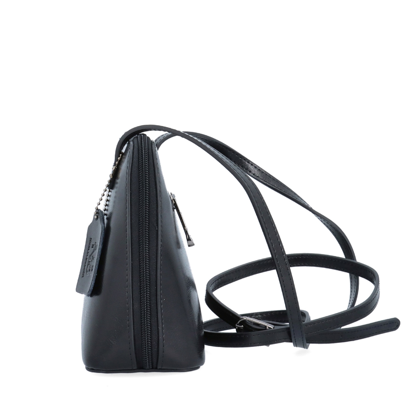 Kožená crossbody kabelka s premysleným členením Noelia Bolger materiál kože zapínanie na zips farba čierna veľkosť malá NB 0115 C Z boku