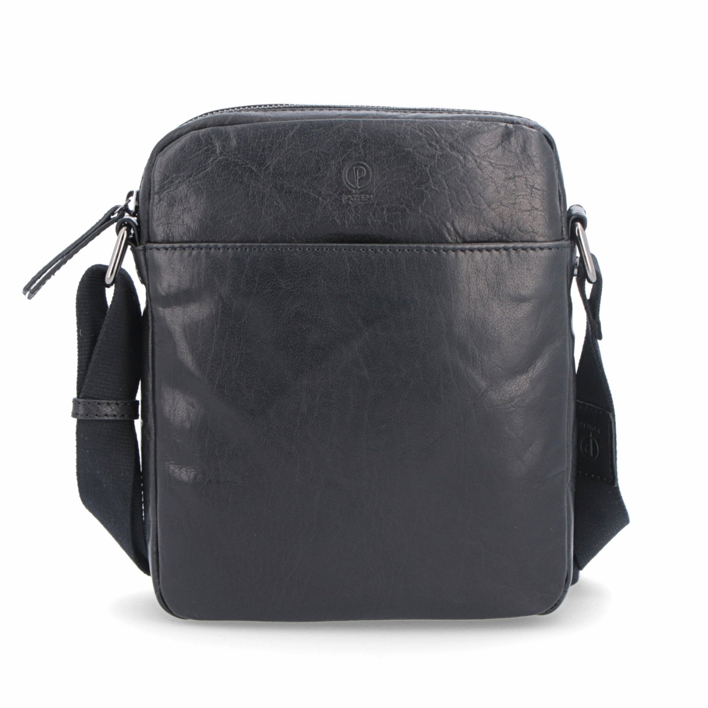 Kožená crossbody taška Poyem materiál kože farba čierna veľkosť malá 2200 Poyem C Spredu