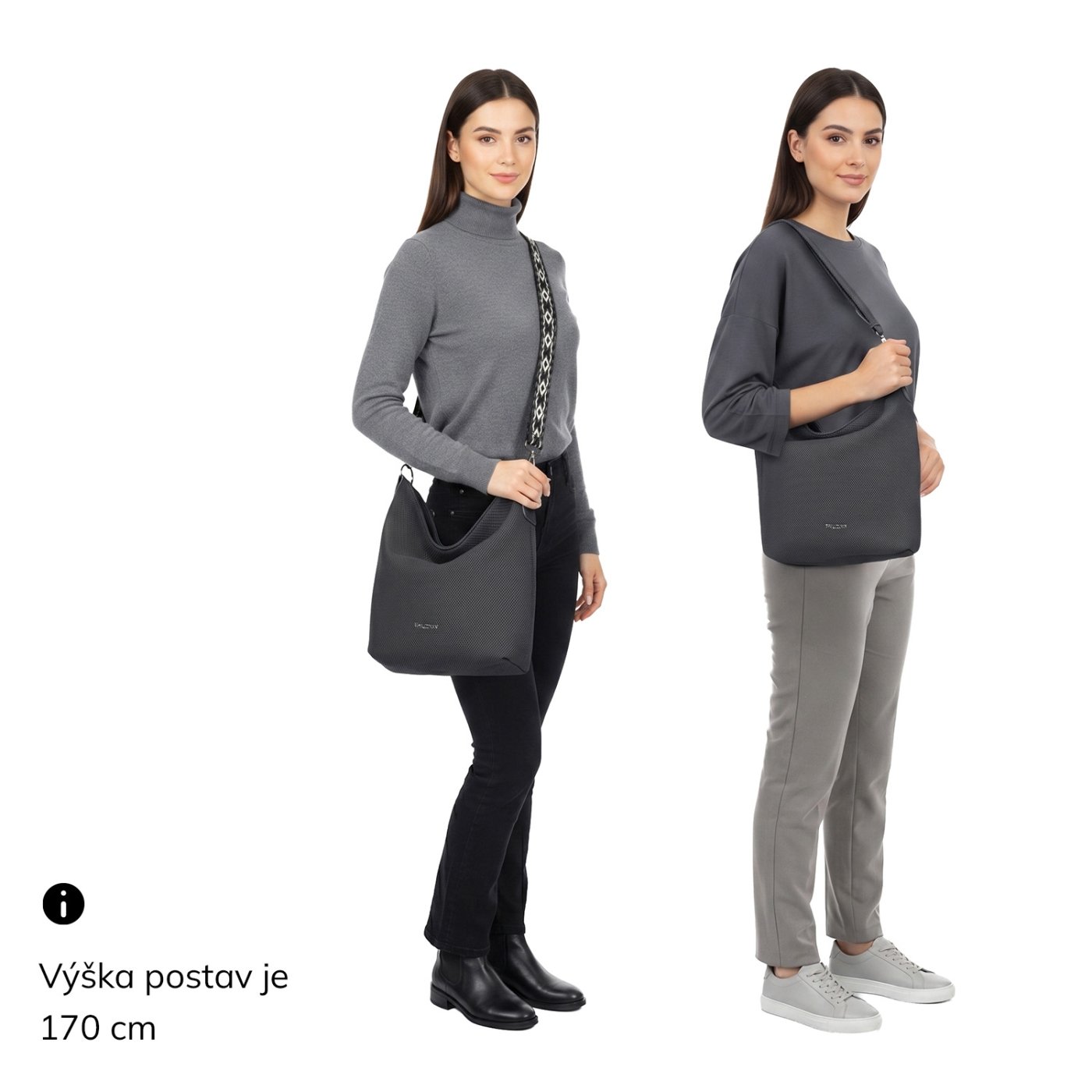 Mestská kabelka v štýle hobobag s odnímateľným popruhom Tangerin materiál syntetická koža zapínanie na zips farba zelená veľkosť stredná 4367 ZE Na postave