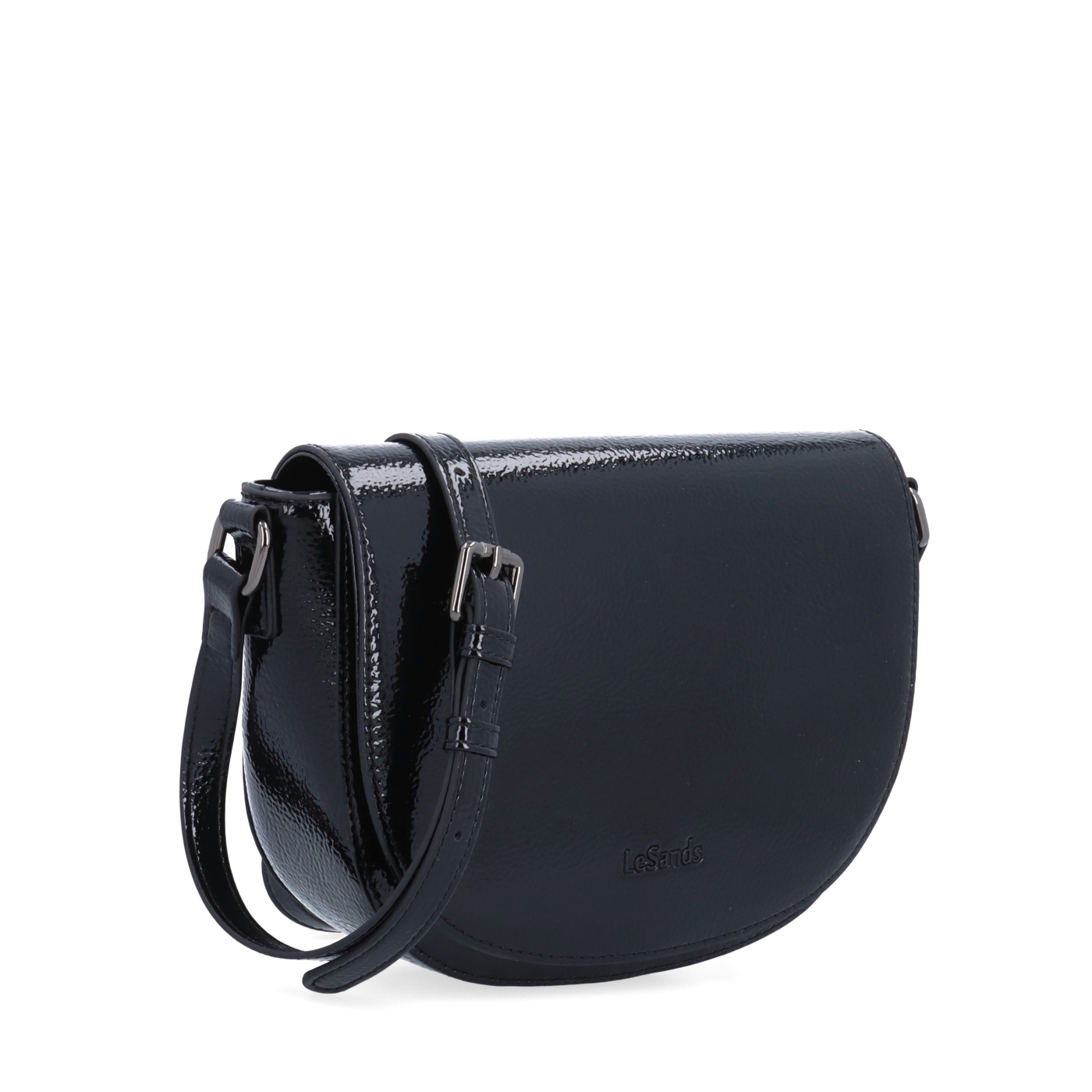 Elegantná crossbody kabelka s chlopňou Le Sands materiál syntetická koža zapínanie s chlopňou farba čierna veľkosť malá 4647 C