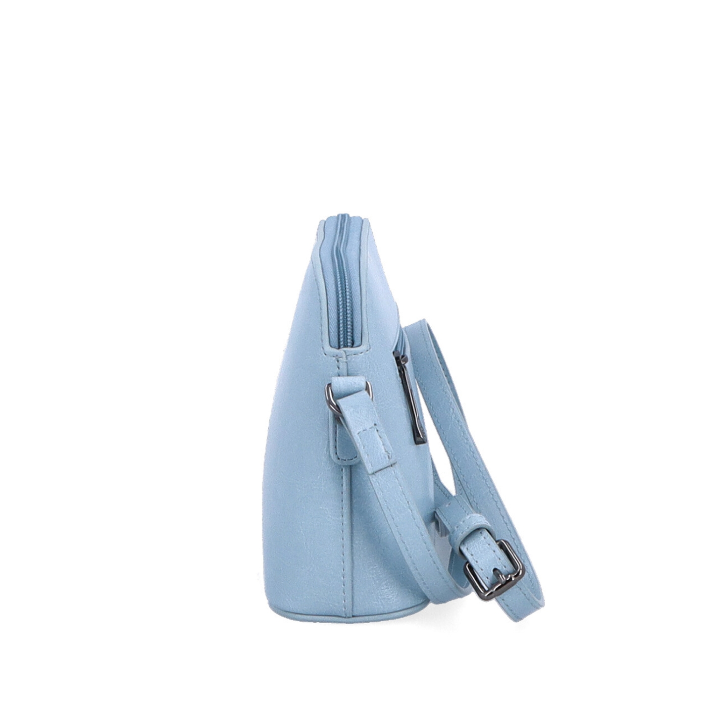 Luxusná malá kožená crossbody kabelka Noelia Bolger materiál kože zapínanie na zips farba modrá veľkosť malá NB 0080 SM Z boku