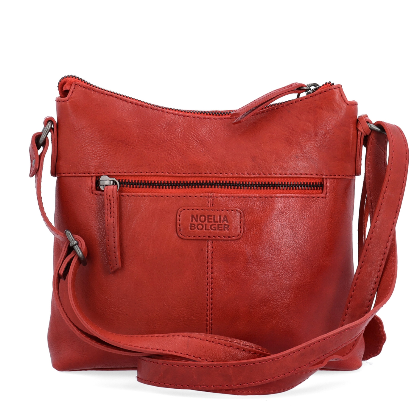 Kožená crossbody kabelka s príveskom Noelia Bolger materiál kože zapínanie na zips farba červená veľkosť malá NB 3100 CV Zozadu