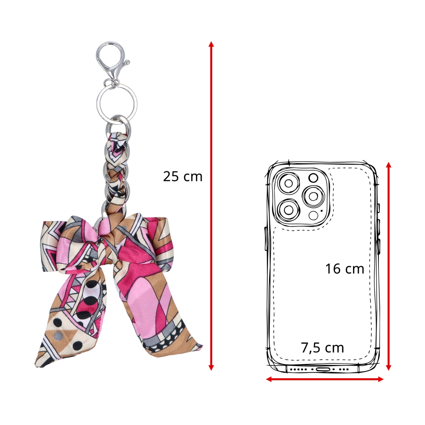 Prívesok na kabelku s mašľou a karabínkou Indee materiál textil farba multicolor D011