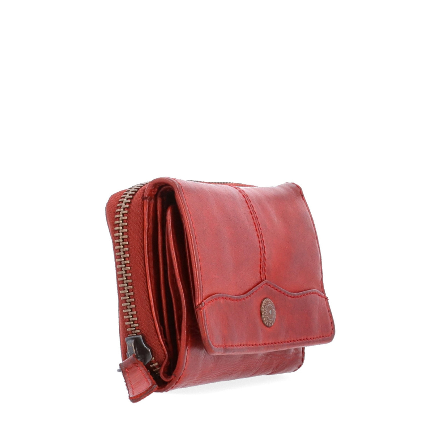 Kožená peňaženka s vreckom na zips Noelia Bolger materiál kože zapínanie na cvok farba červená veľkosť malá 5136 NB CV Polobok spredu
