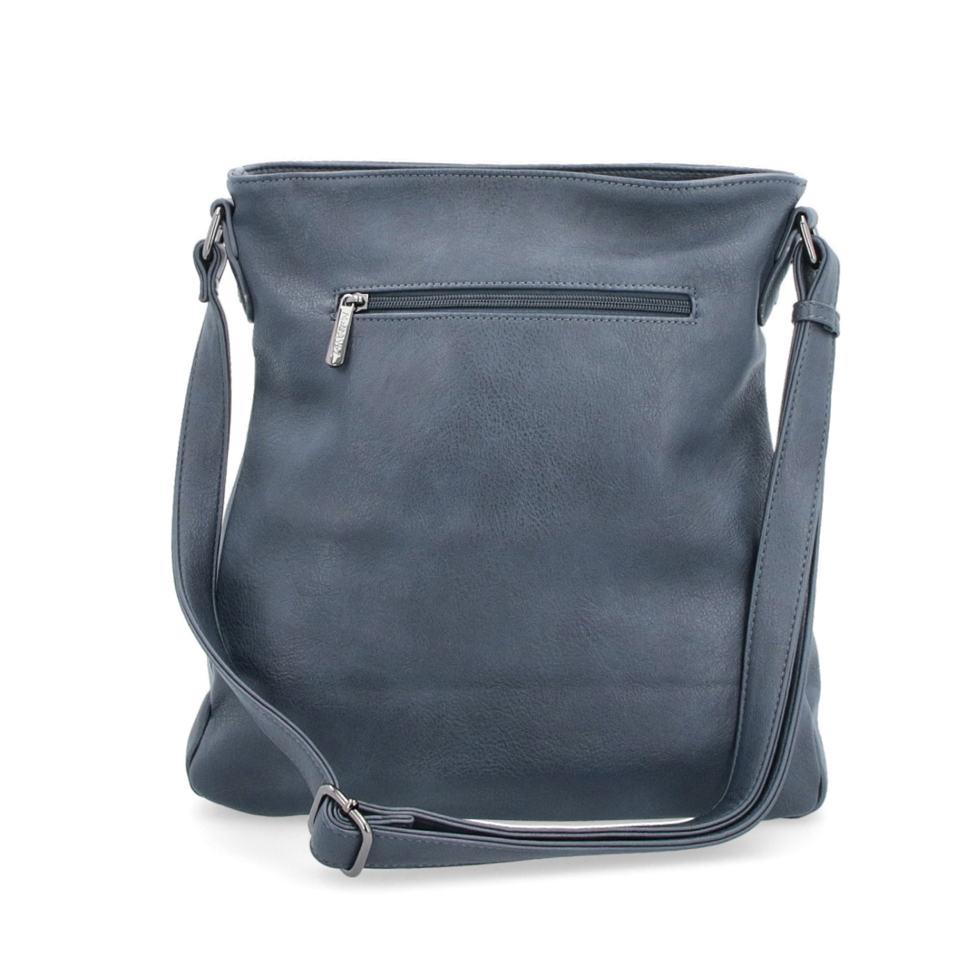Crossbody kabelka s vonkajšími vreckami Tangerin materiál syntetická koža zapínanie na zips farba modrá veľkosť stredná 8008 TM Zozadu