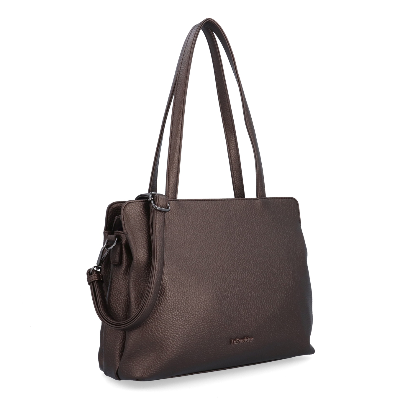 Elegantná kabelka s odnímateľným crossbody popruhom Le Sands materiál syntetická koža zapínanie na zips farba metalíza veľkosť stredná 4649 BR
