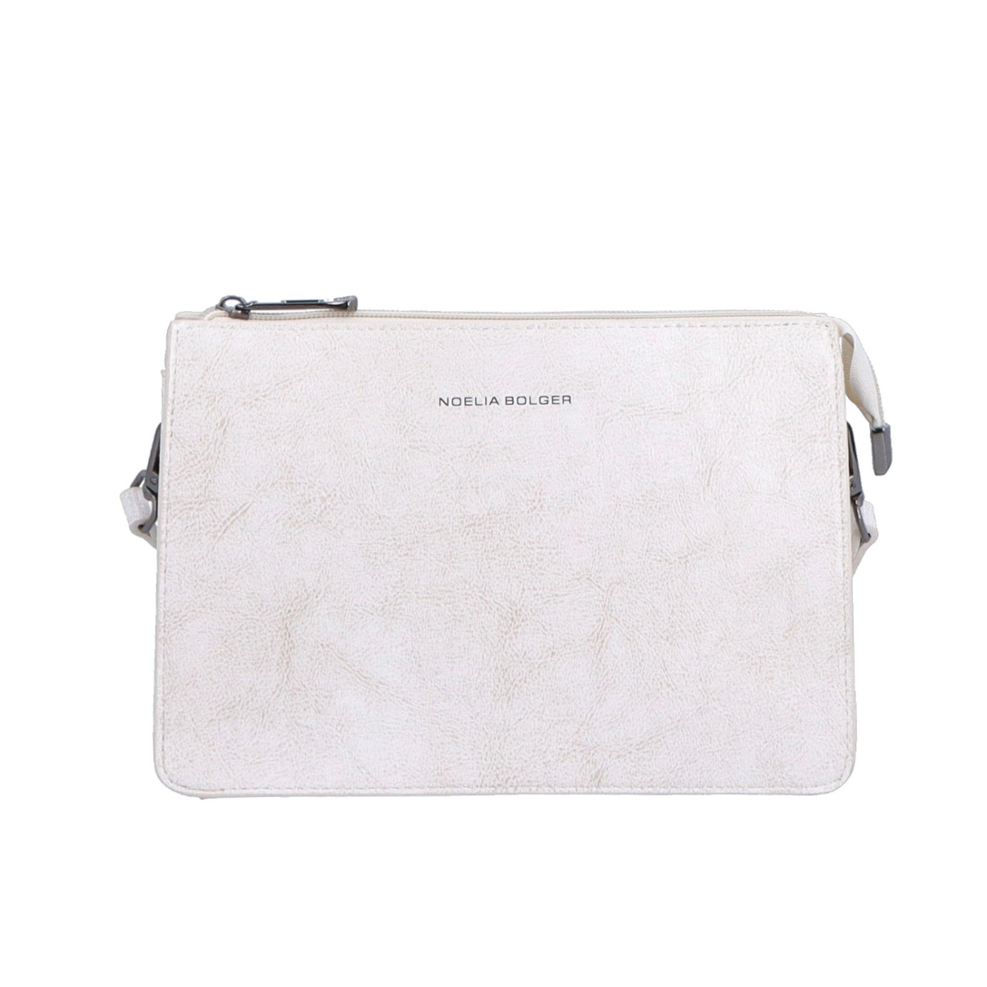 Malá kožená crossbody kabelka Noelia Bolger materiál kože zapínanie na zips farba biela veľkosť malá NB 0046 OW Spredu