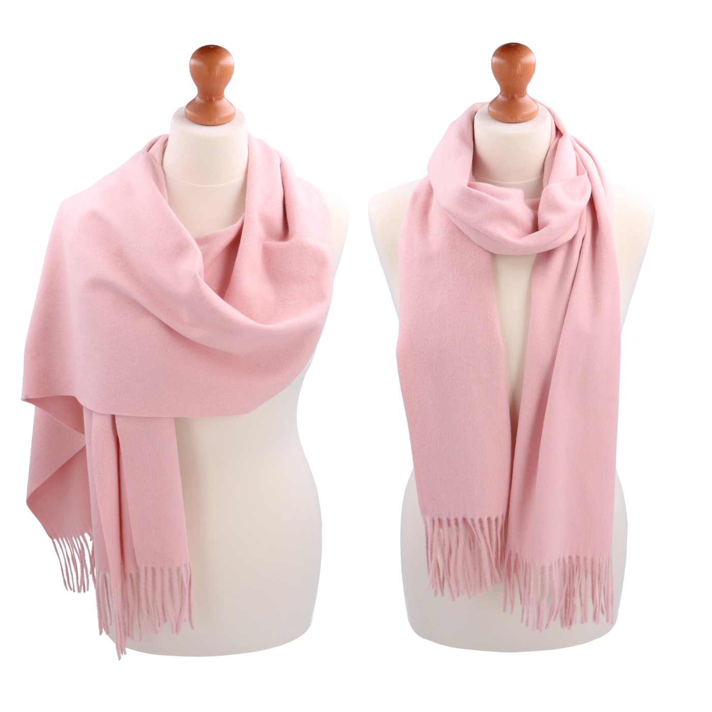 Elegantný jednofarebný šál so strapcami Noelia Bolger materiál Polyester s prímesou vlny farba ružová KZ003 - 10