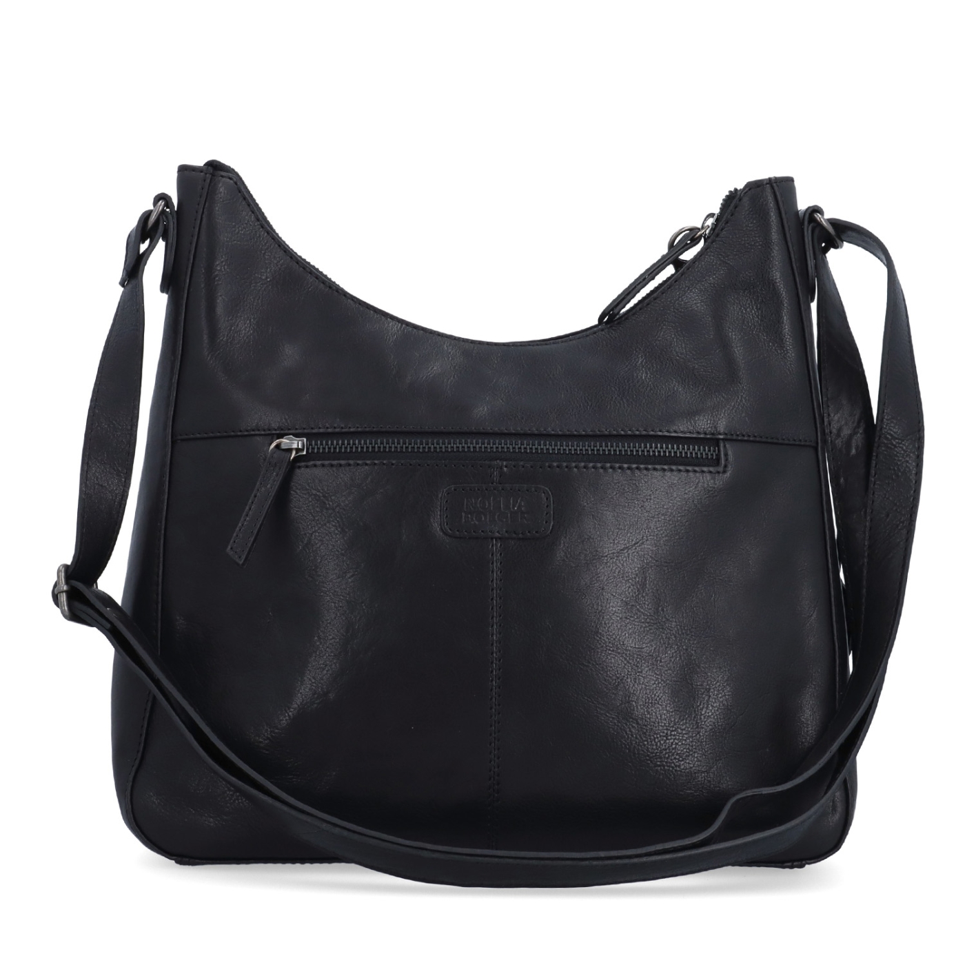 Kožená crossbody kabelka s moderným príveskom Noelia Bolger materiál kože zapínanie na zips farba čierna veľkosť stredná NB 3106 C Zozadu