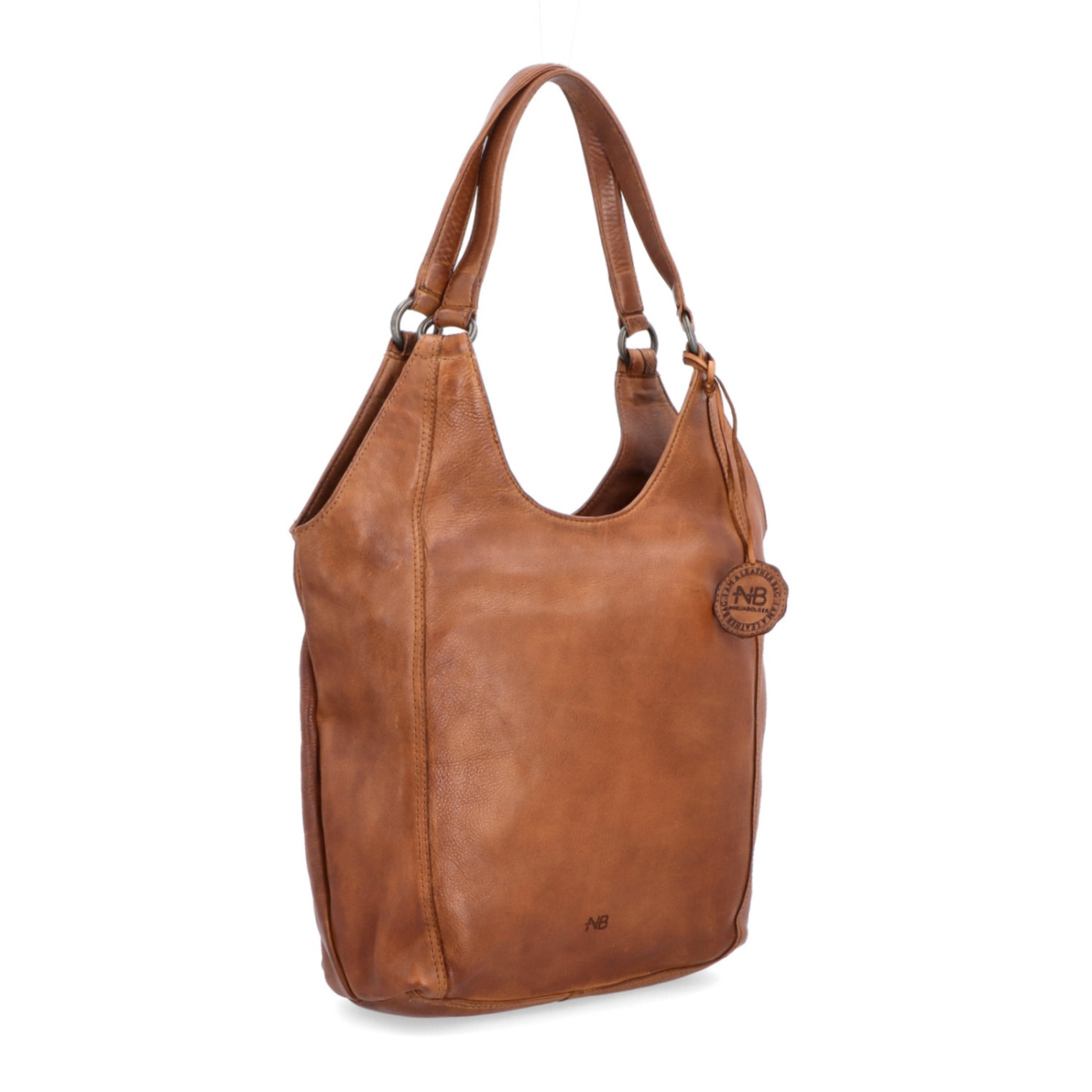 Elegantná kožená shopper kabelka s prešívaním Noelia Bolger materiál kože zapínanie na zips farba koňaková veľkosť stredná NB 2044 KO