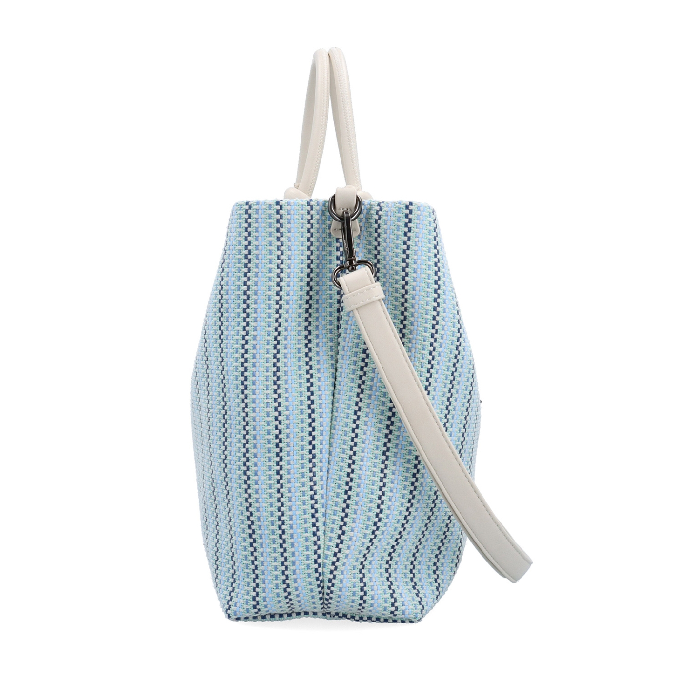 Priestranná shopper kabelka s originálnymi uchami Le Sands materiál syntetická koža zapínanie na zips farba modrá veľkosť veľká 4613 M Z boku
