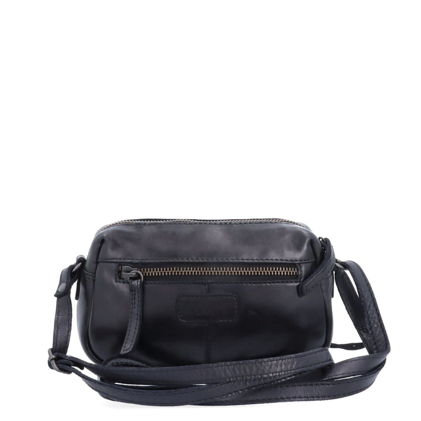 Minimalistická kožená crossbody kabelka Noelia Bolger materiál kože zapínanie na zips farba čierna veľkosť malá NB 2417 C Zozadu