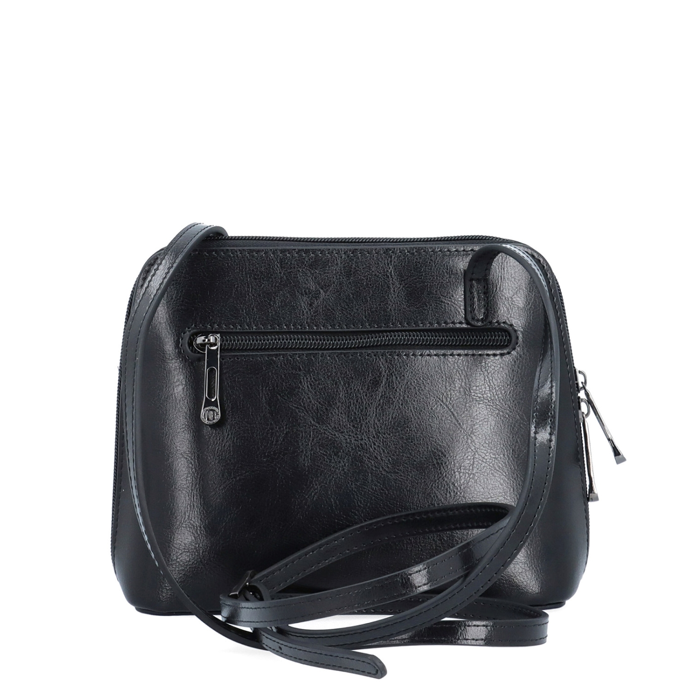 Kožená crossbody kabelka s premysleným členením Noelia Bolger materiál kože zapínanie na zips farba čierna veľkosť malá NB 0115 C Zozadu