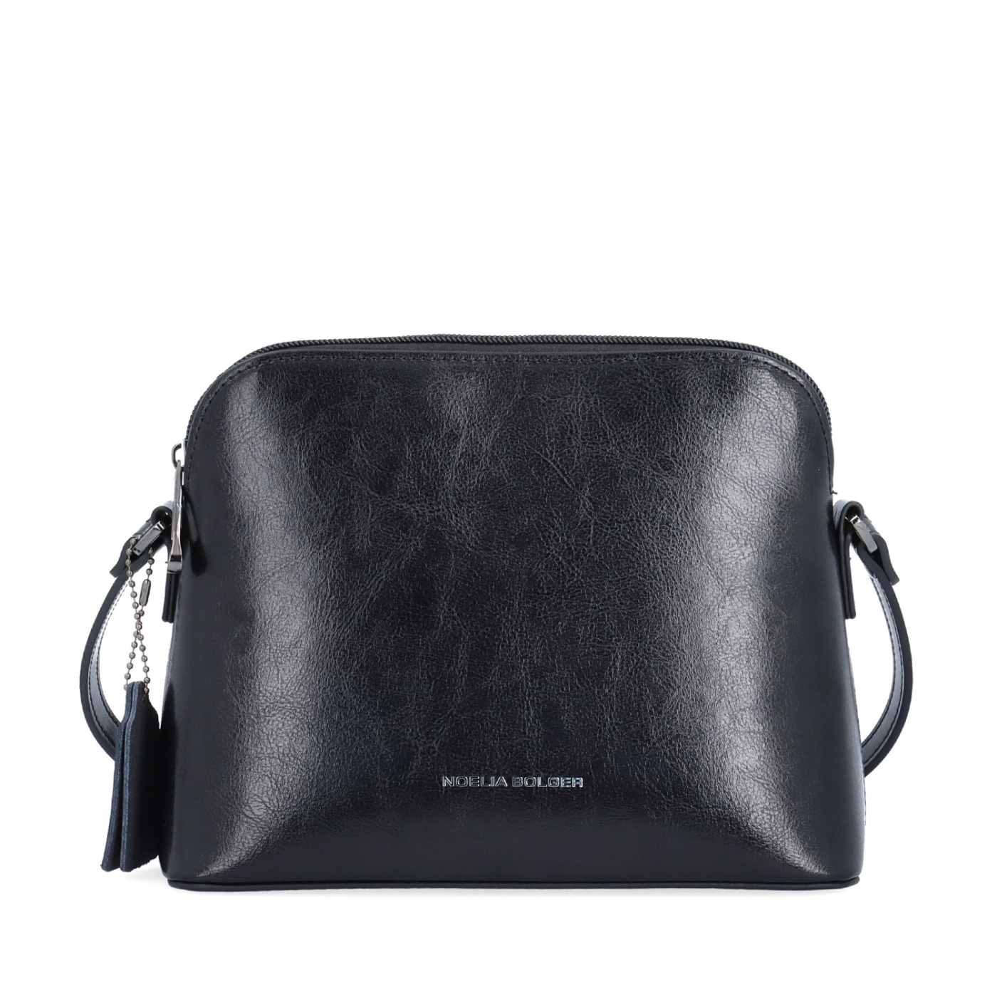 Minimalistická kožená crossbody kabelka na každý deň Noelia Bolger materiál kože zapínanie na zips farba čierna veľkosť malá NB 0116 C Spredu