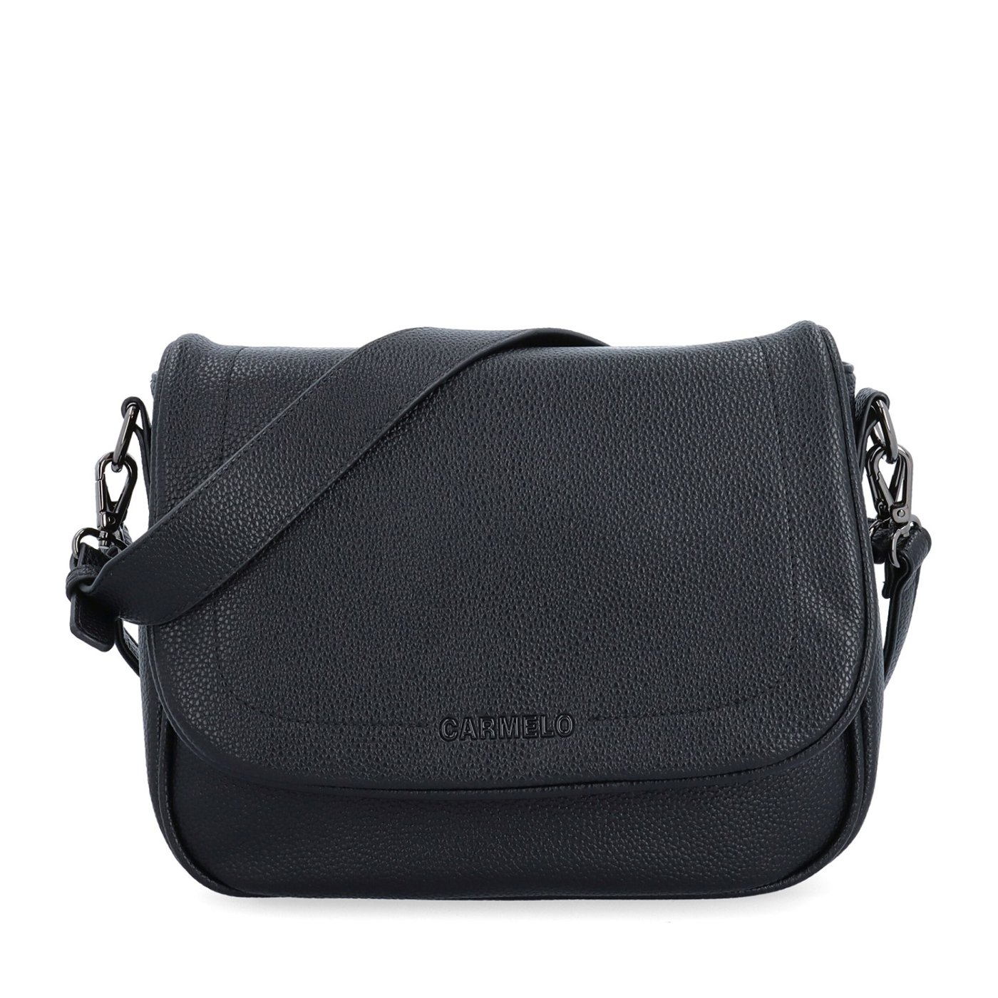 Dámska crossbody kabelka s jemnou štruktúrou Carmelo materiál syntetická koža zapínanie s chlopňou farba čierna veľkosť stredná 4361 C Spredu