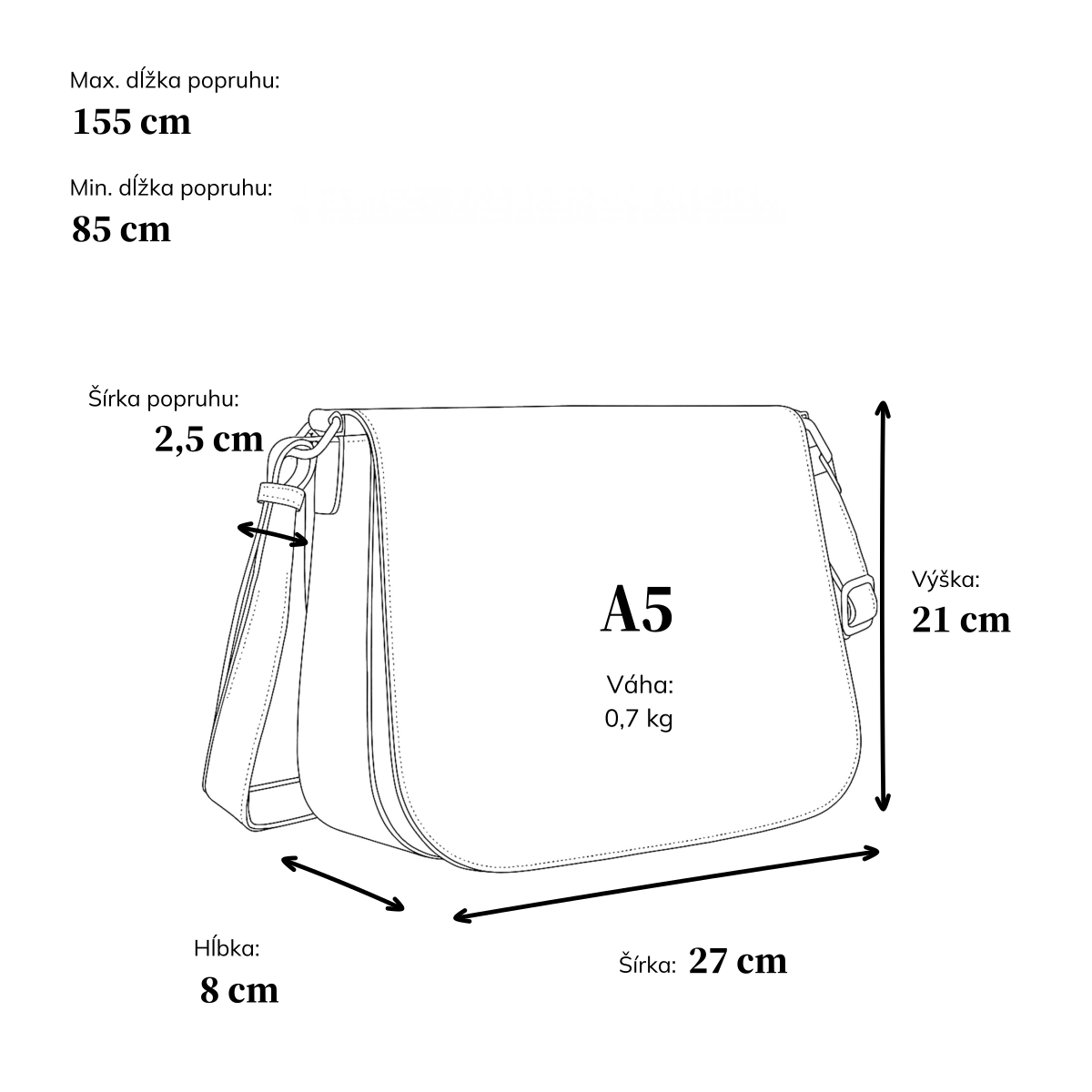 Elegantná crossbody kabelka s chlopňou Tangerin materiál syntetická koža zapínanie na zips farba sivá veľkosť stredná 1115 ANT Rozmery