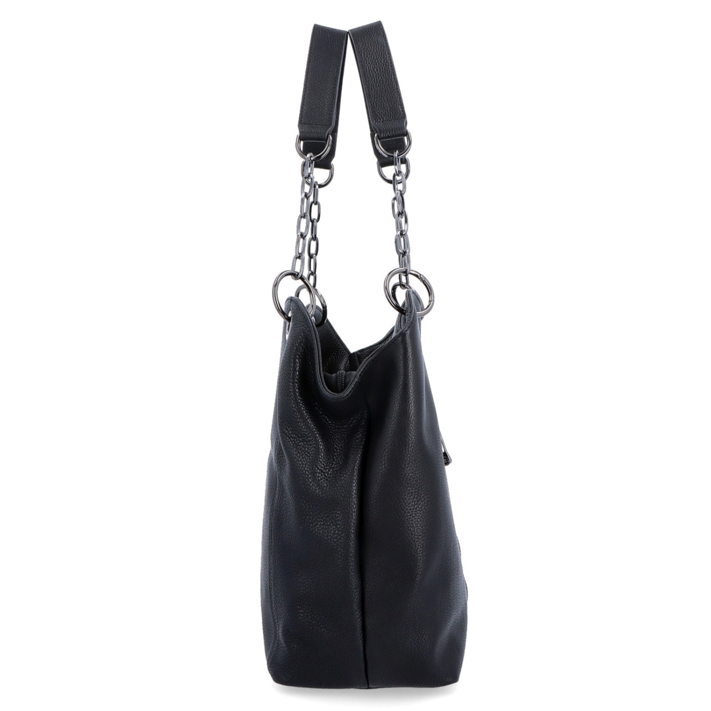 Elegantná kožená kabelka s uchami s retiazkou Noelia Bolger materiál kože zapínanie na zips farba čierna veľkosť veľká NB 3001 C Z boku
