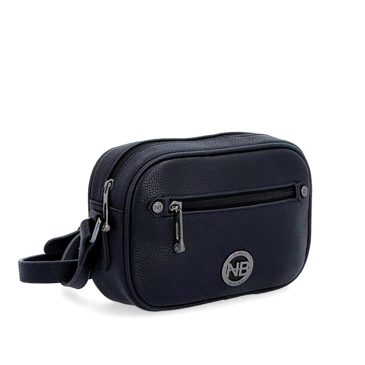 Malá kožená crossbody kabelka so zipsami Noelia Bolger materiál kože zapínanie na zips farba čierna veľkosť malá NB 3014 C