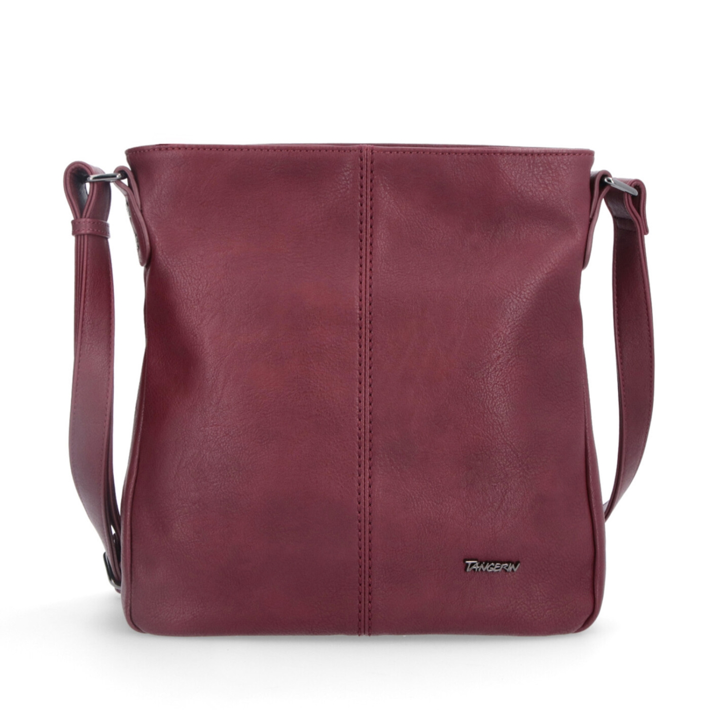Crossbody kabelka s jednoduchým prešívaním Tangerin materiál syntetická koža zapínanie na zips farba vínová veľkosť stredná 8003 BO Spredu