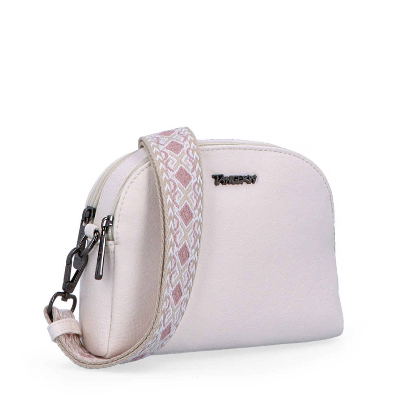 Malá crossbody kabelka s výrazným popruhom Tangerin materiál syntetická koža zapínanie na zips farba béžová veľkosť malá 8044 K