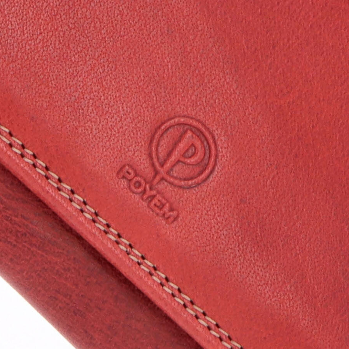 Dlhá kožená peňaženka Poyem materiál kože zapínanie na cvok farba červená veľkosť veľká 5214 Poyem CV Logo