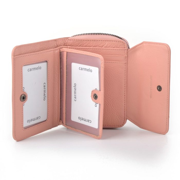 Kožená lakovaná peněženka růžová – 2104 H R